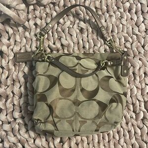 Coach Handbag with Brown Metallic Leather Detail